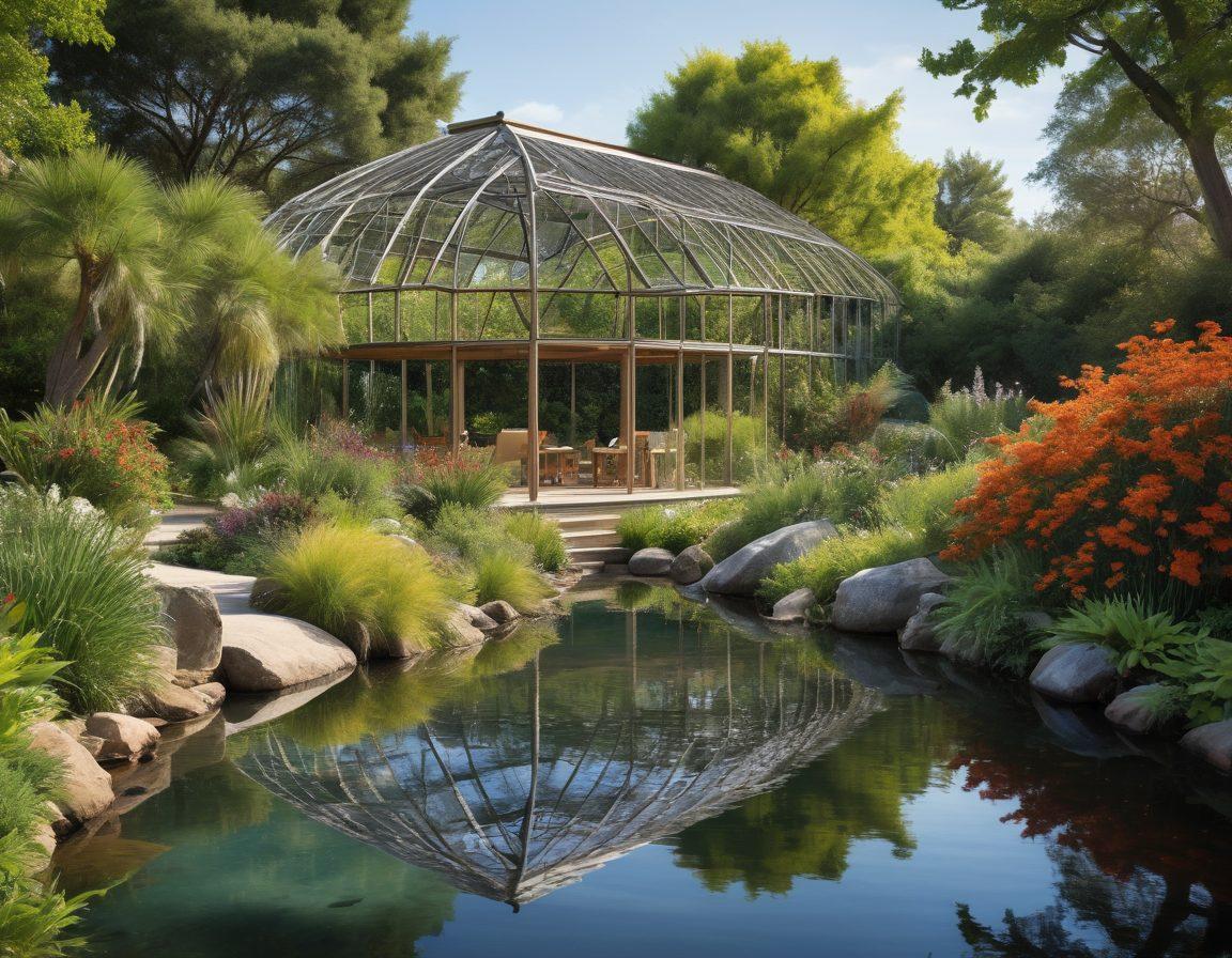 A serene landscape showcasing a lush, vibrant bird conservation area filled with diverse bird species flying freely and nesting in beautifully crafted aviaries. Include elements like native plants, a peaceful water feature, and visitors observing birds with binoculars. The atmosphere should convey harmony between nature and sustainable architecture. bright colors. super-realistic.
